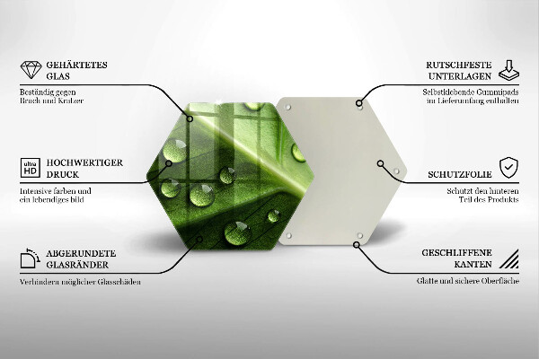 Skärbräda glas sexhörning Natur dagg och löv