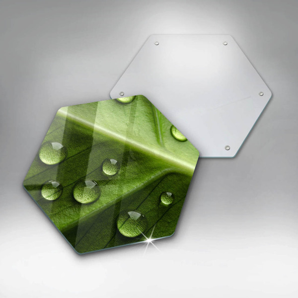 Skärbräda glas sexhörning Natur dagg och löv