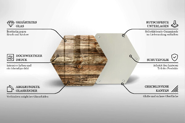 Skärbräda glas sexhörning Trä planka textur