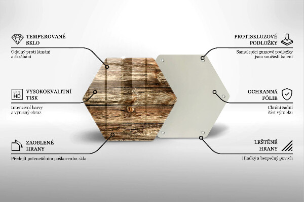 Skärbräda glas sexhörning Trä planka textur
