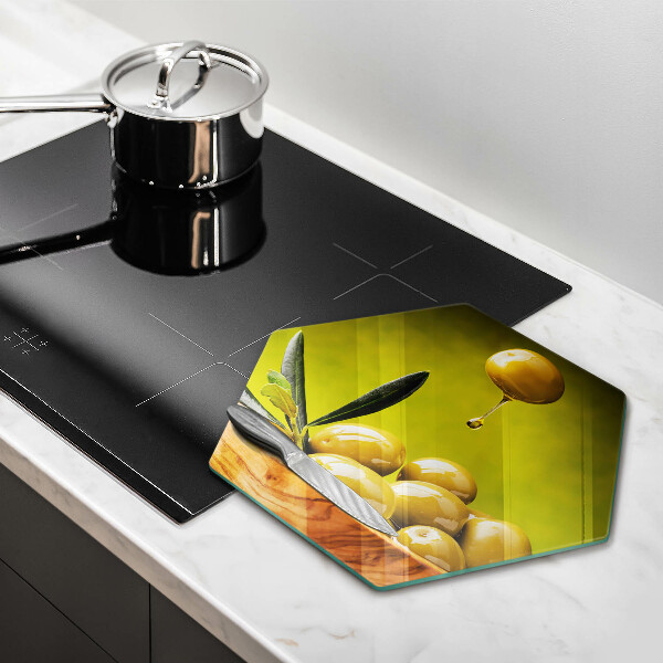 Skärbräda glas sexhörning Smakfulla oliver