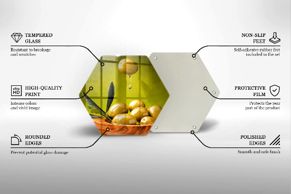 Skärbräda glas sexhörning Smakfulla oliver