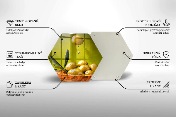 Skärbräda glas sexhörning Smakfulla oliver