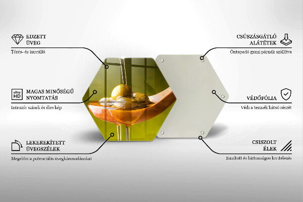 Skärbräda glas sexhörning Olivolja och oliver