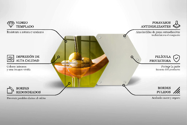 Skärbräda glas sexhörning Olivolja och oliver