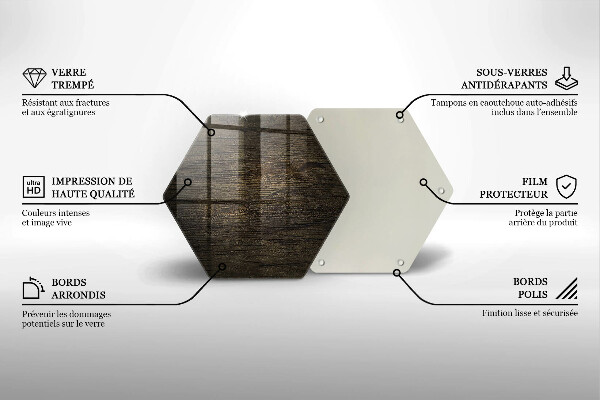 Skärbräda glas sexhörning Trä bark textur