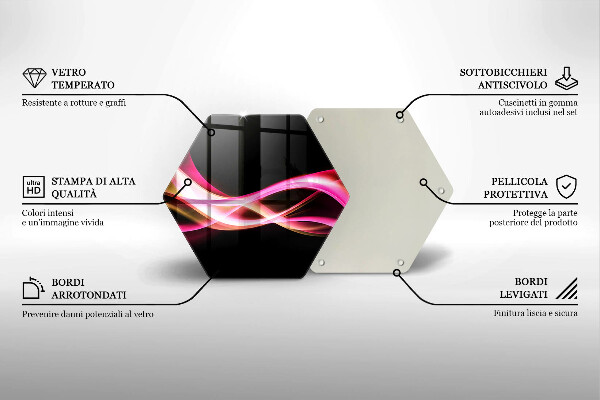 Skärbräda glas sexhörning Abstrakt neon rök