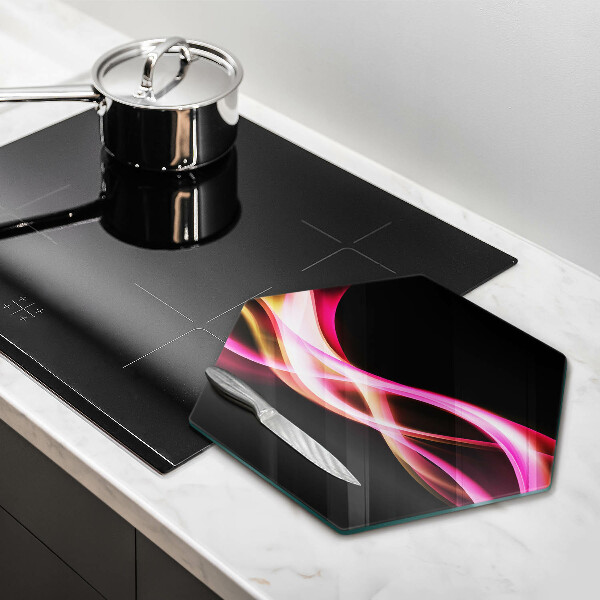 Skärbräda glas sexhörning Abstrakt neon rök