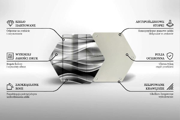 Skärbräda glas sexhörning Abstrakta linjer av rök