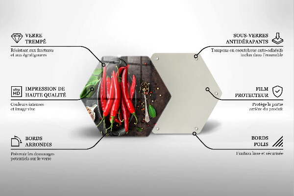 Skärbräda glas sexhörning Röd chilipeppar