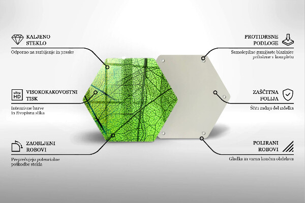 Skärbräda glas sexhörning Natur löv vener