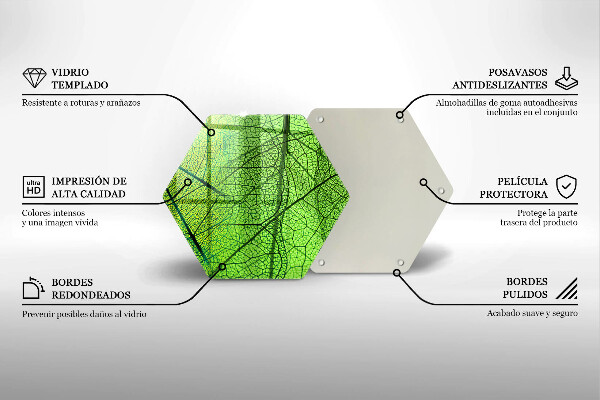 Skärbräda glas sexhörning Natur löv vener