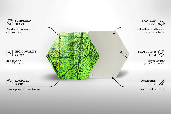 Skärbräda glas sexhörning Natur löv vener