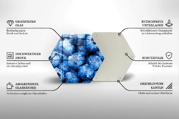 Skärbräda glas sexhörning Saftiga blåbär