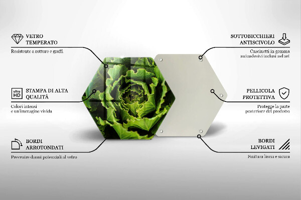 Skärbräda glas sexhörning Äter salladsblad