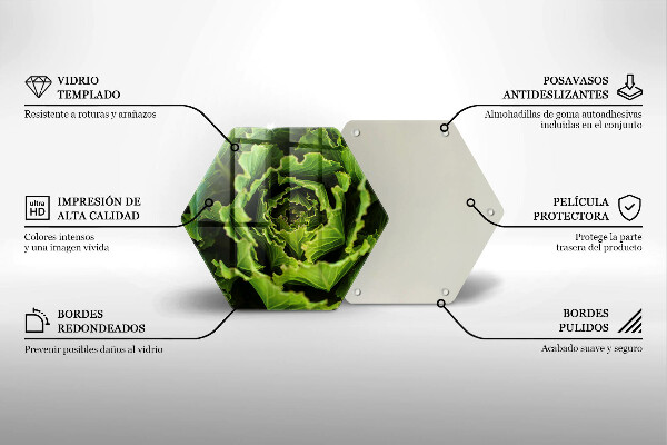 Skärbräda glas sexhörning Äter salladsblad