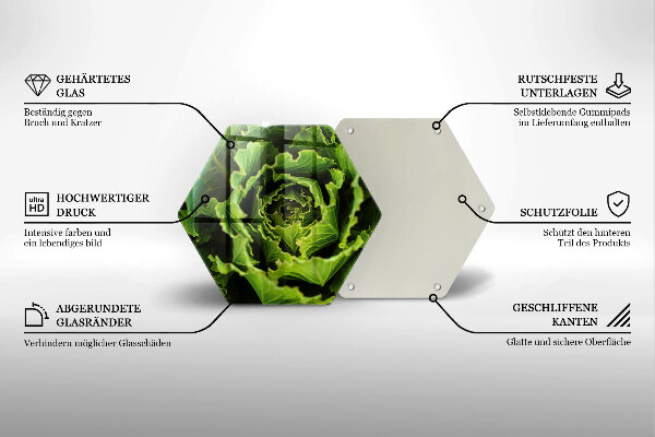 Skärbräda glas sexhörning Äter salladsblad