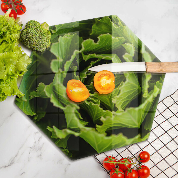 Skärbräda glas sexhörning Äter salladsblad