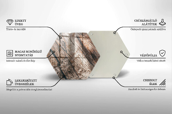 Skärbräda glas sexhörning Trästruktur