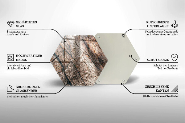 Skärbräda glas sexhörning Trästruktur