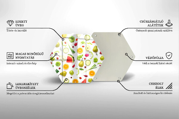 Skärbräda glas sexhörning Frukt och grönsaker mönster
