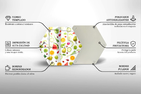 Skärbräda glas sexhörning Frukt och grönsaker mönster
