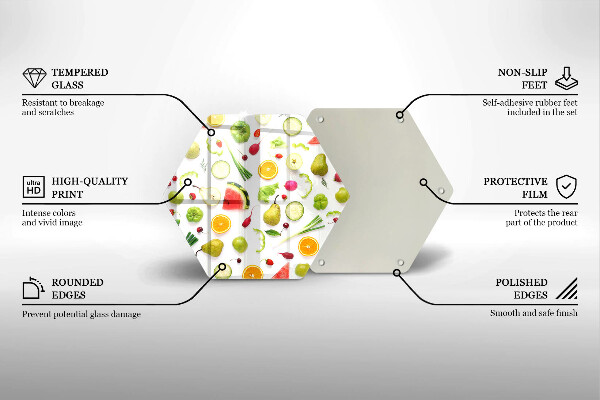 Skärbräda glas sexhörning Frukt och grönsaker mönster