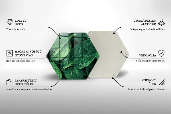 Skärbräda glas sexhörning Basilikablad