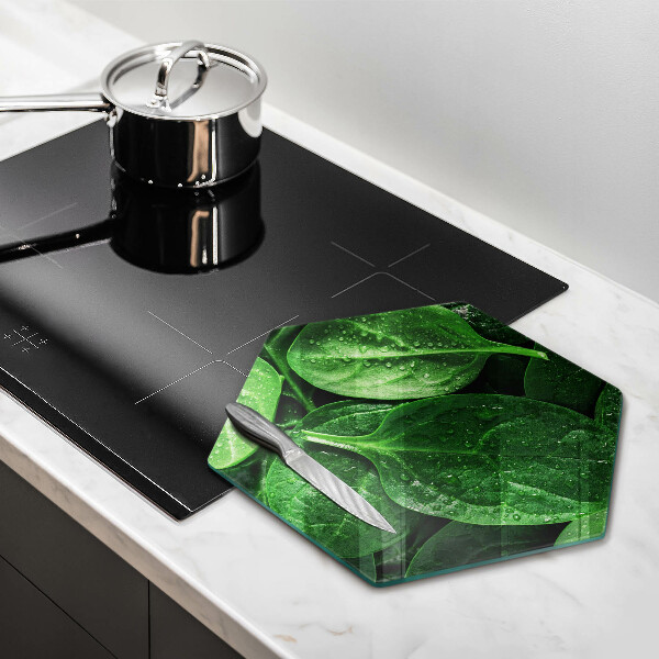 Skärbräda glas sexhörning Basilikablad