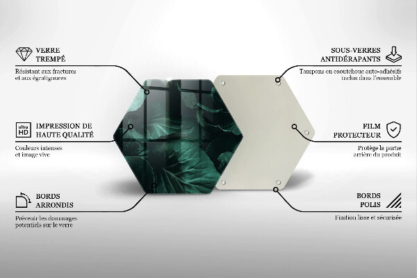 Skärbräda glas sexhörning Vilda mörka blad