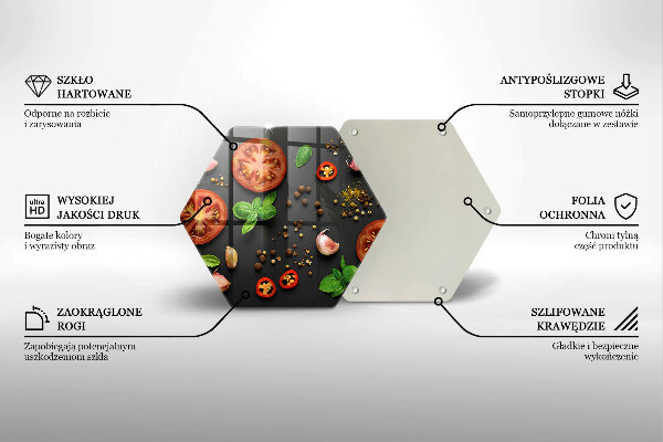 Skärbräda glas sexhörning Tomater och kryddor