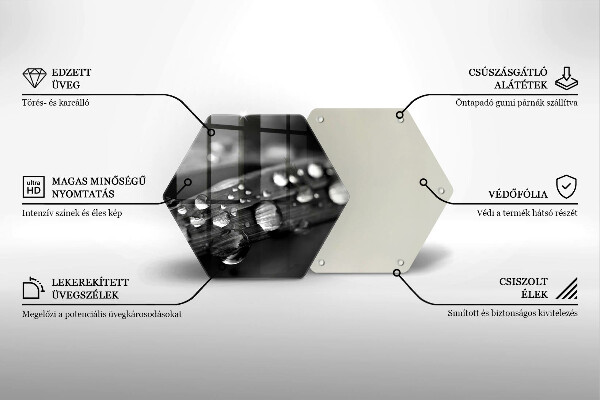 Skärbräda glas sexhörning Daggdroppar på löven