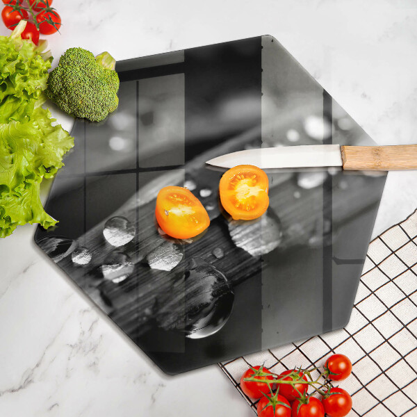 Skärbräda glas sexhörning Daggdroppar på löven