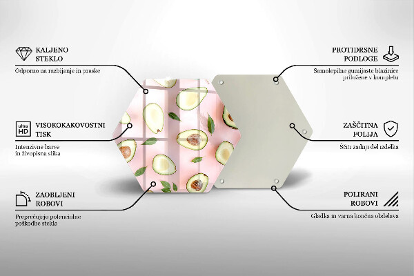 Skärbräda glas sexhörning Avokado mönster