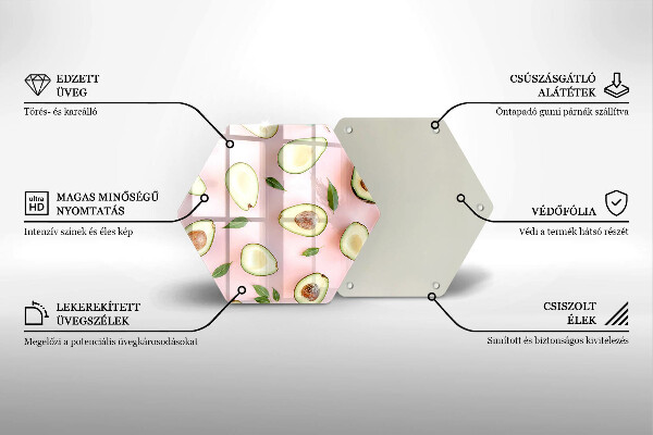 Skärbräda glas sexhörning Avokado mönster