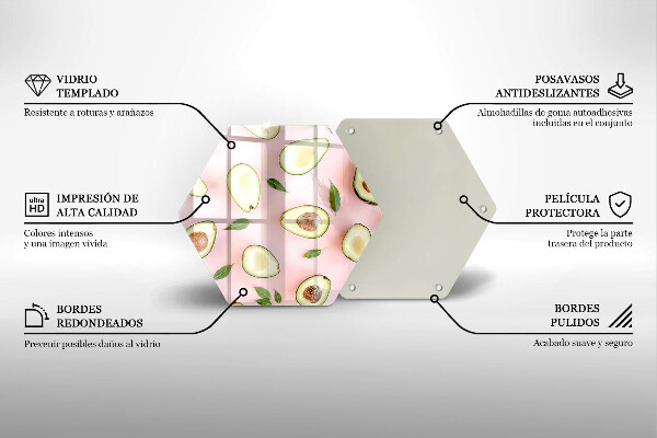 Skärbräda glas sexhörning Avokado mönster