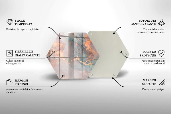 Skärbräda glas sexhörning Marmor med guld