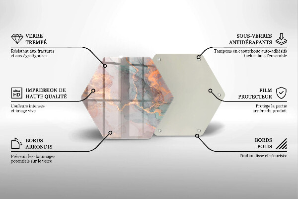 Skärbräda glas sexhörning Marmor med guld