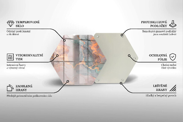 Skärbräda glas sexhörning Marmor med guld