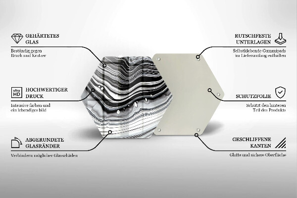 Skärbräda glas sexhörning Bläckabstraktion