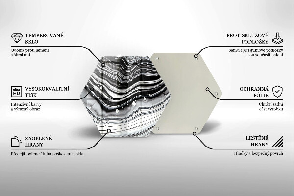 Skärbräda glas sexhörning Bläckabstraktion