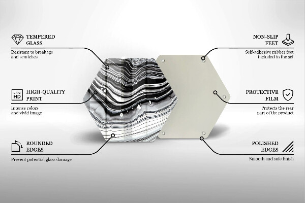 Skärbräda glas sexhörning Bläckabstraktion