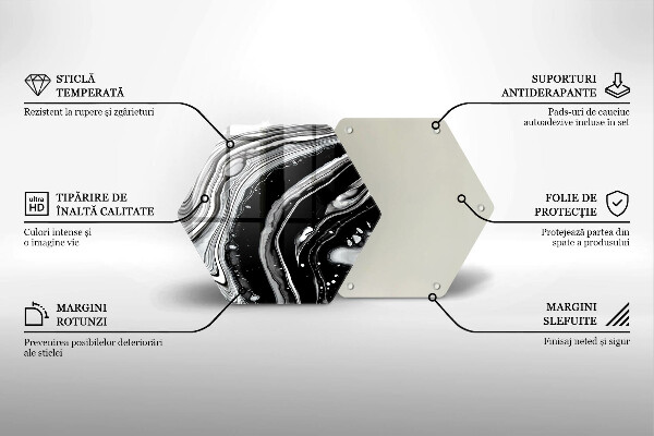 Skärbräda glas sexhörning Bläckabstraktion