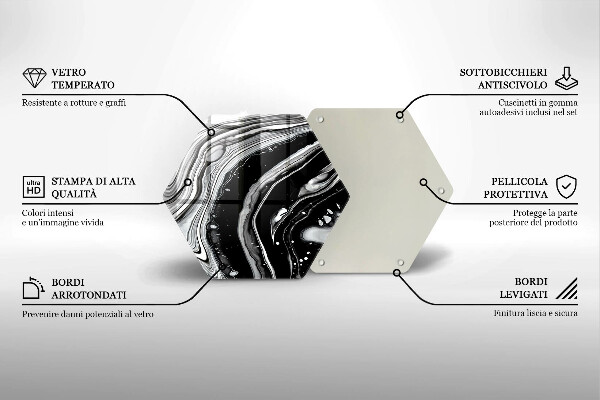 Skärbräda glas sexhörning Bläckabstraktion