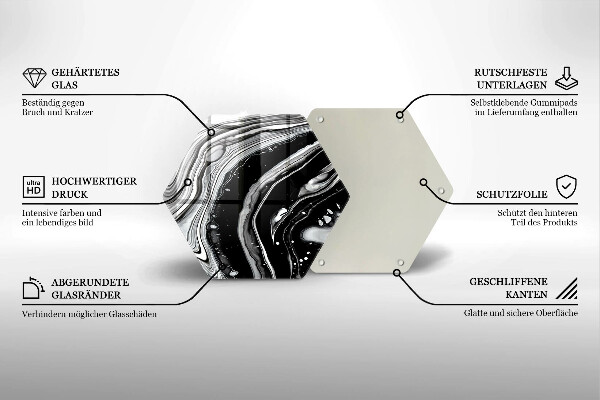Skärbräda glas sexhörning Bläckabstraktion