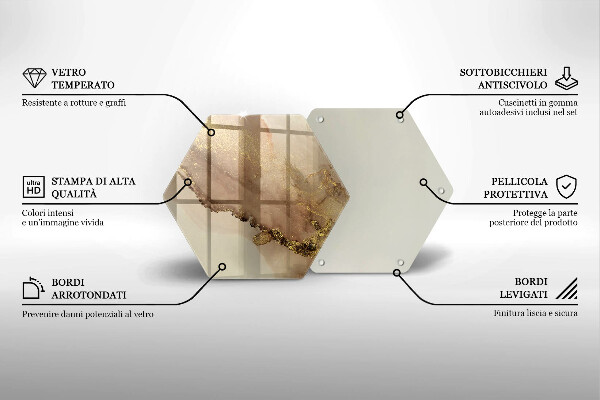 Skärbräda glas sexhörning Guld abstraktion