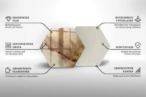 Skärbräda glas sexhörning Guld abstraktion