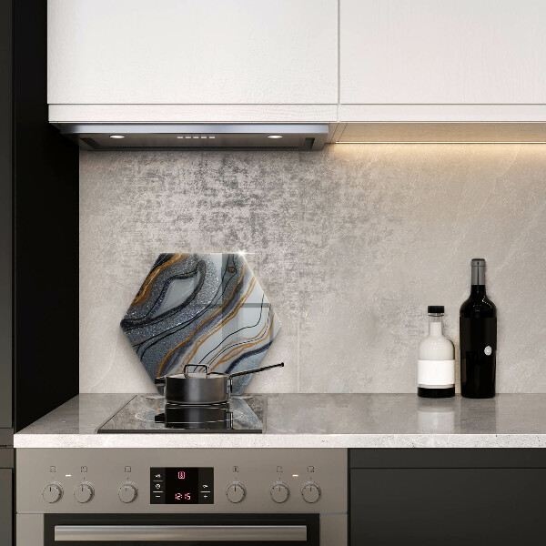 Skärbräda glas sexhörning sten med guld