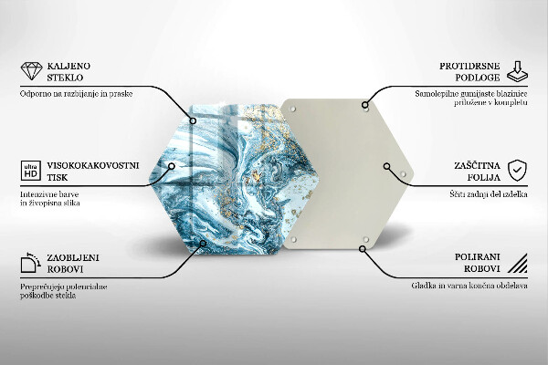 Skärbräda glas sexhörning Struktur med guld