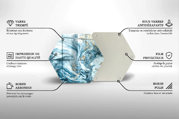 Skärbräda glas sexhörning Struktur med guld